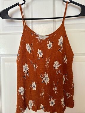 Paper Crane Rust Orange Floral Spaghetti Strap Cami